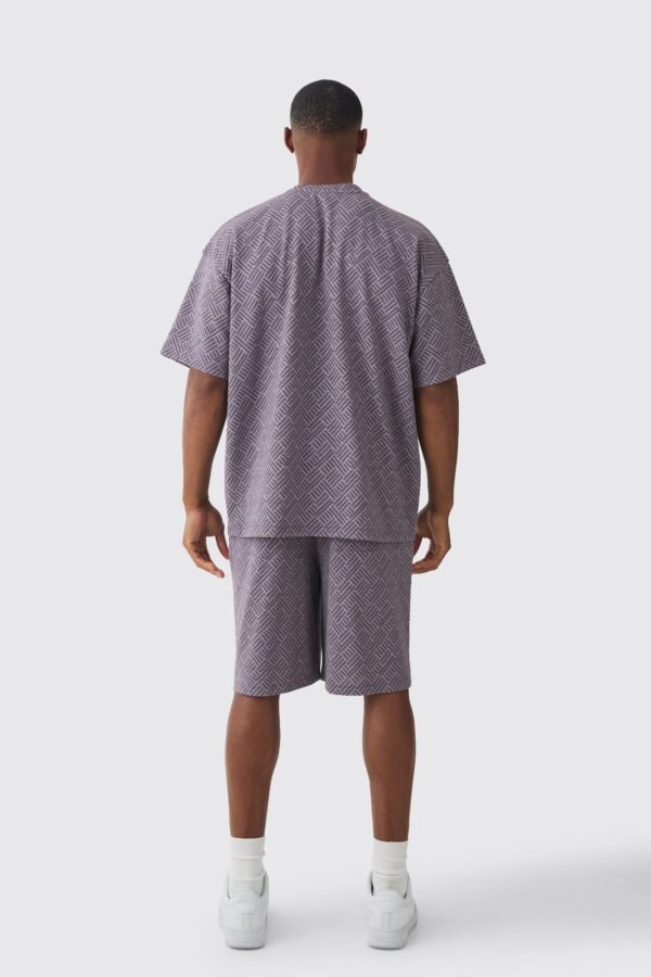 Boohoo Oversized Geo Jacquard T-Shirt and Short Set