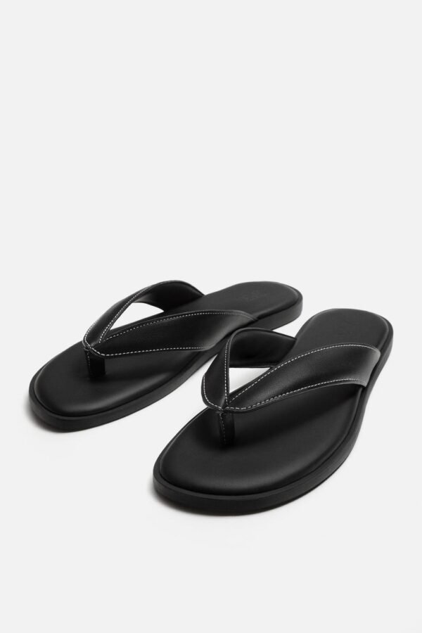 Zara Leather Sandals with topstitching - Image 4